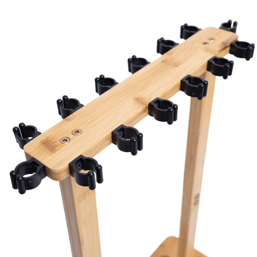 Raprance Fishing Rod Storage Racks, 100% Bamboo Floor Stand Fishing Pole Holders for Garage of 14 Rods or Combos