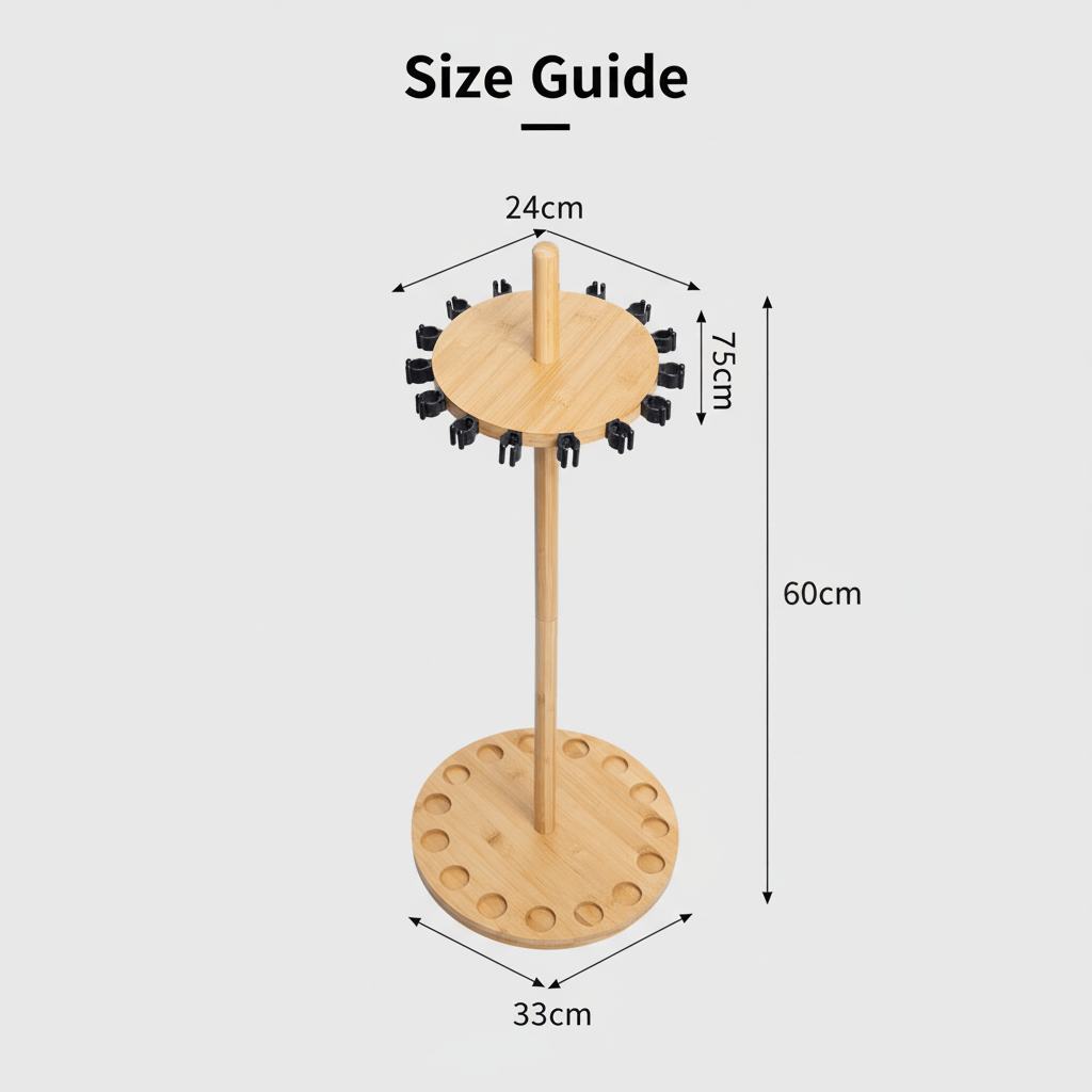 Raprance Round 15 Fishing Rod Storage Rack - Features Traditional Handcrafted Bamboo Post - No Tool Assembly, Bamboo