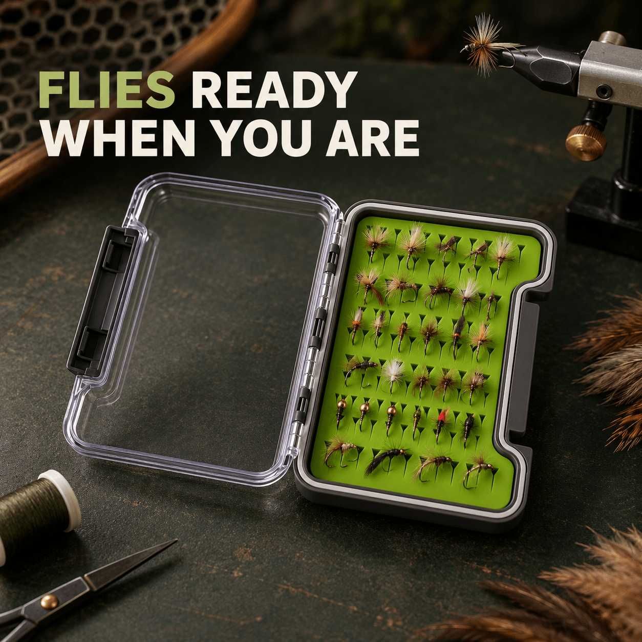 Raprance 2pack Waterproof Fly Box, Slim Silicone Storage Case Clear Lid